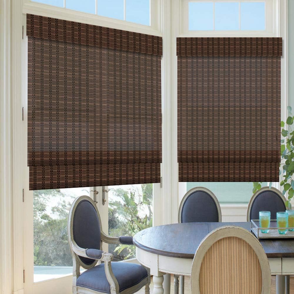 LETAU Wood Window Roman Shades, Bamboo Light Filtering Window Blinds for Indoor Home, Office