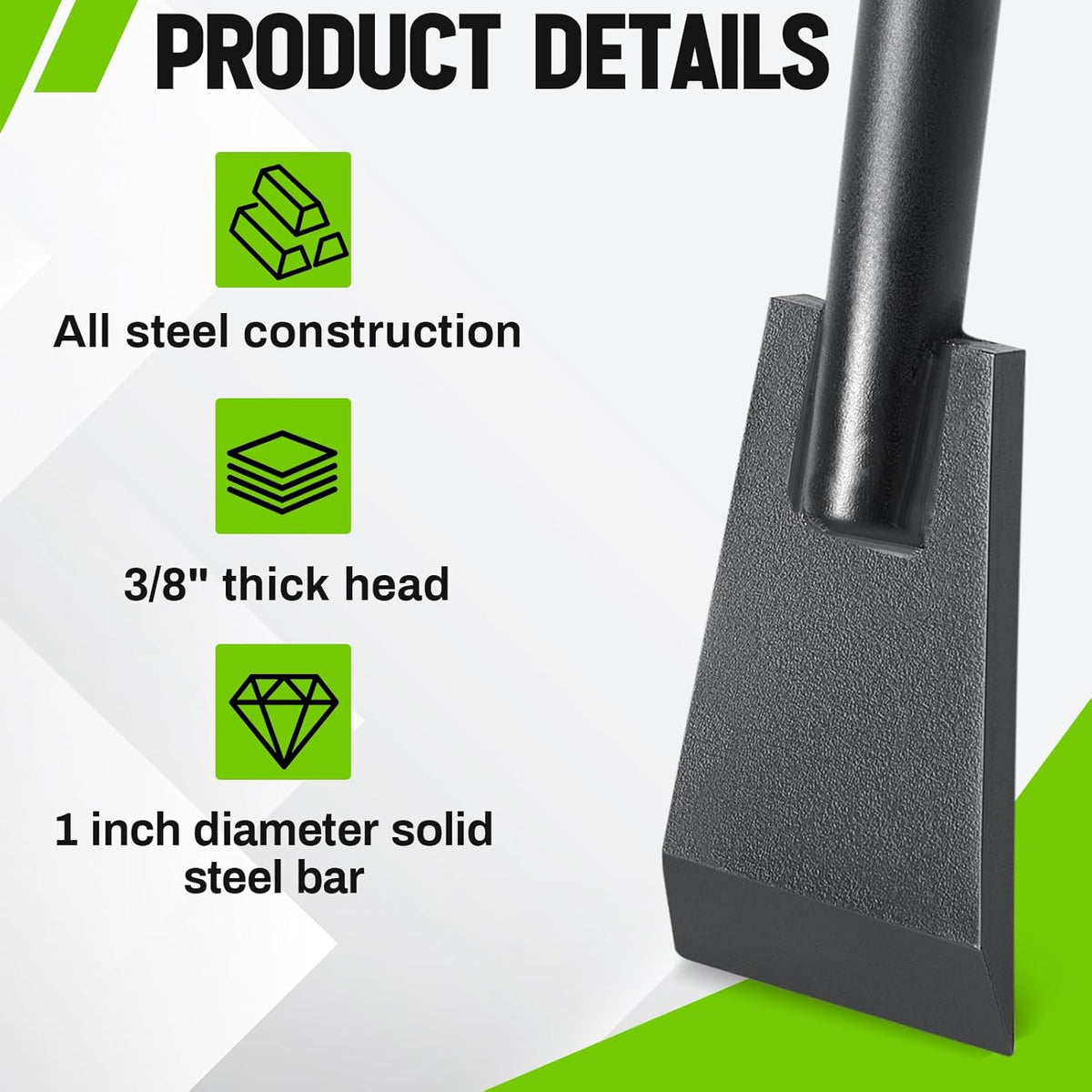 69 Inch Tamping and Digging Bar Steel Bars Post Hole Digger Tamping Bar (Black)