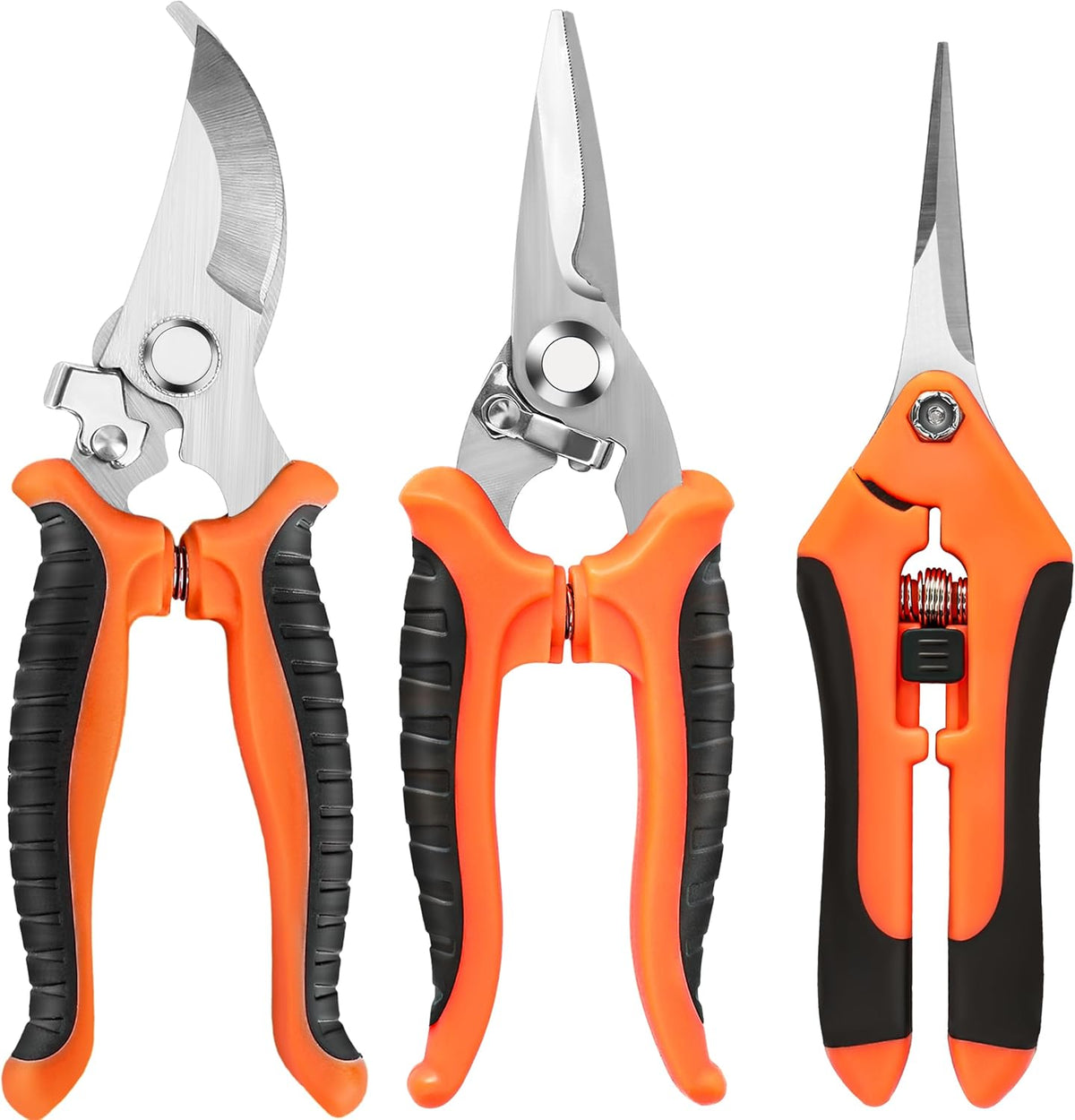 3 Pack Garden Pruning Shears, Stainless Steel Shears, Gardening Shears, Scissors, Garden Clippers