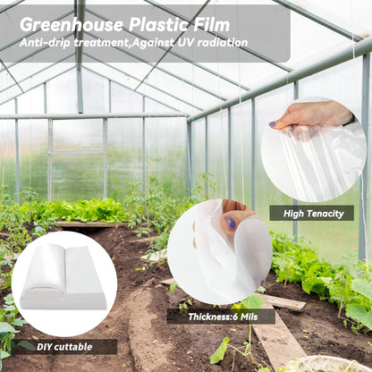 12x50 Ft Clear Greenhouse Film Plastic Sheeting, Greenhouse Polyethylene Plastic Film 6 mil