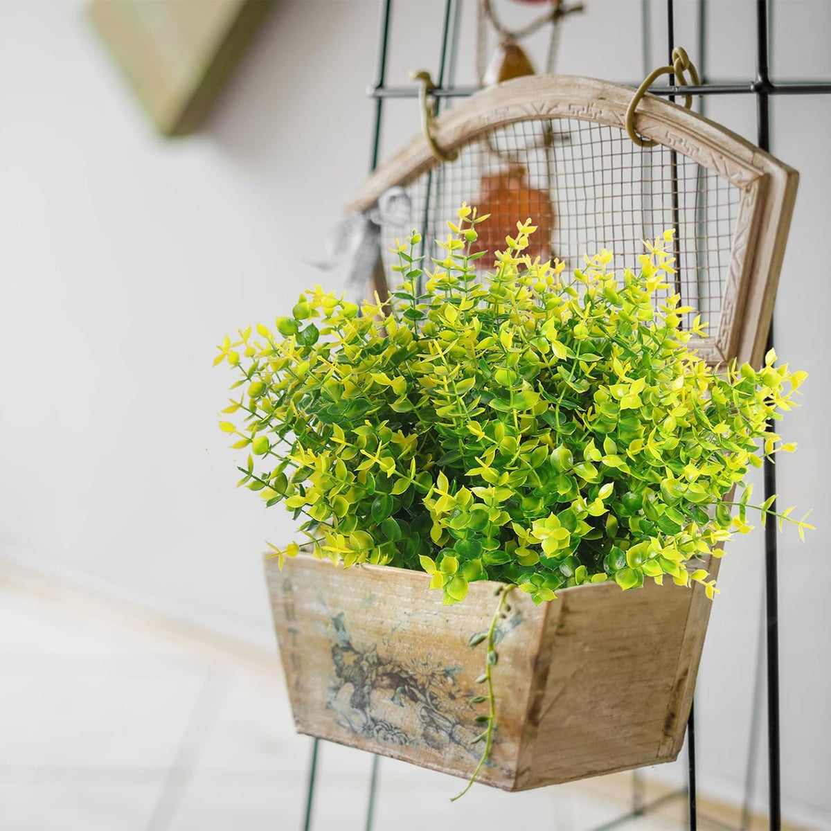 RECUTMS Artificial Boxwood Plants Outdoor Fake Spring Plants Uv Resistant Artificial Shrubs for
