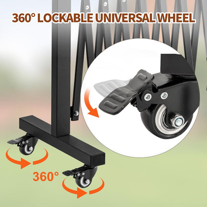 TECSPACE Aluminum Expandable Garden Fence, Portable Barricade Gate with Casters, Expansion Size