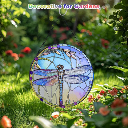 12 Inch Stained Glass Window Hanging, Large Dragonfly Suncatcher, Stained Glass Window Suncatcher