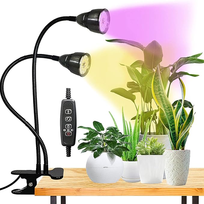 Juhefa Grow Light for Indoor Plants Growing, Gooseneck Clip-on Plant Lamp for Seedlings Succulents
