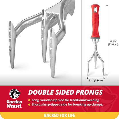 Garden Weasel Double-Sided Garden Cultivator/Tiller | Cultivate, Till, Break Up Soil | Planting and