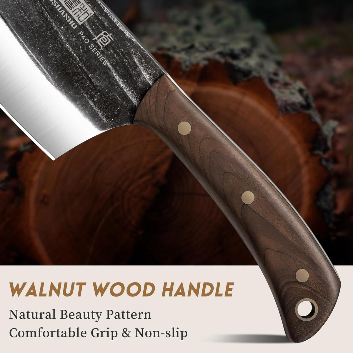 HOSHANHO Butcher Knife Set, 3-Piece High Carbon Steel Serbian Chef Knife Set of Heavy Duty Boning