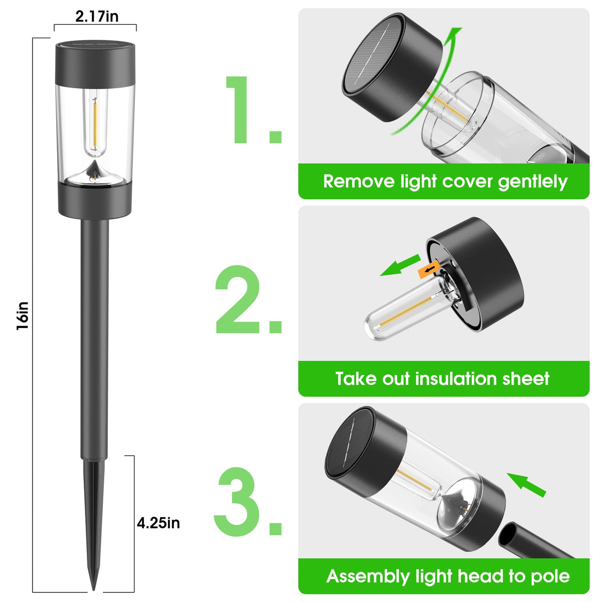 Eyrosa Solar Lights Outdoor, 12 Pack Waterproof Solar Landscape Lighting for Pathway Garden Yard