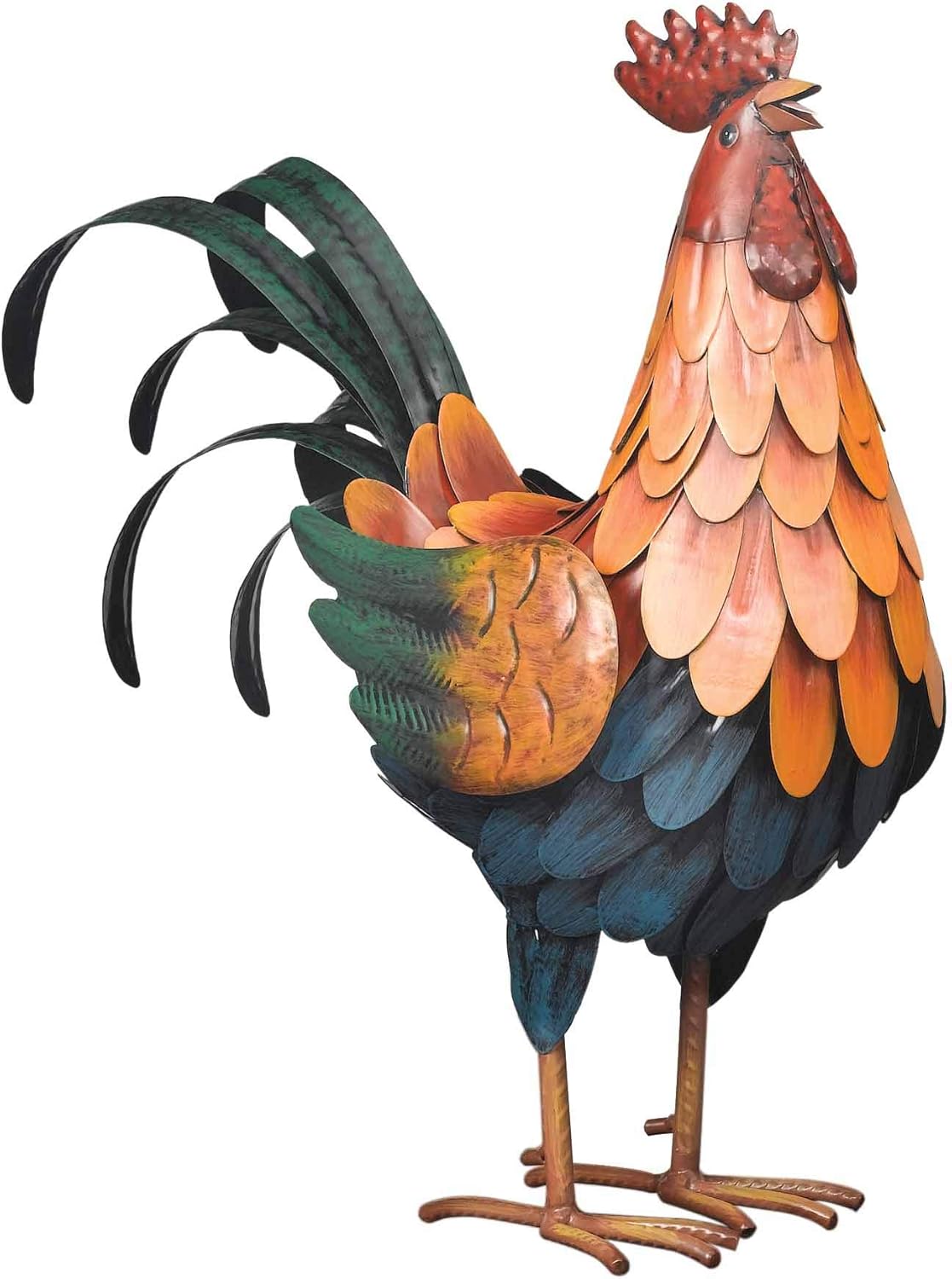 Regal Art & Gift Handcrafted Metal Rooster Statue, Weather-Resistant Farmhouse Yard Art