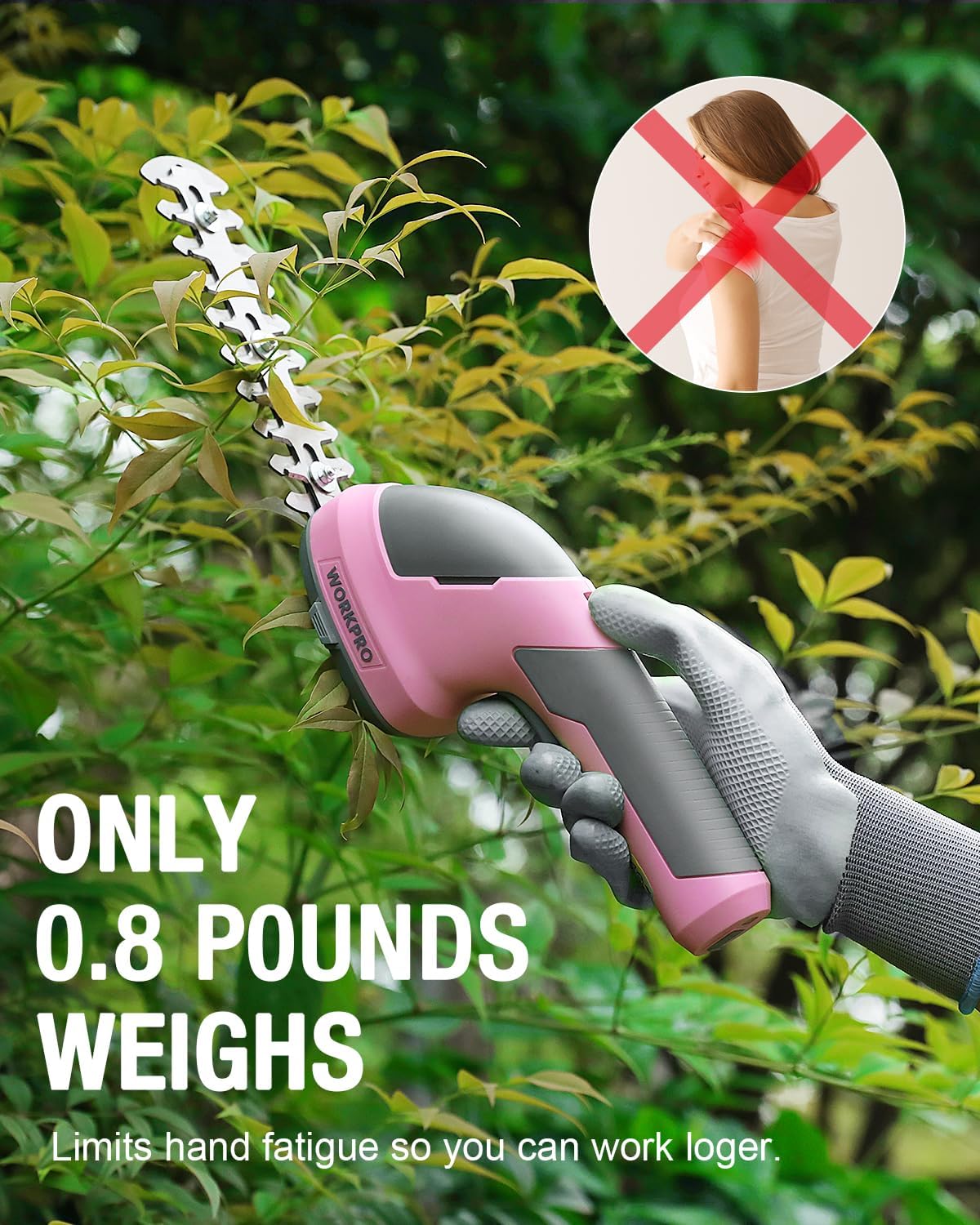 WORKPRO Cordless Grass Shear & Shrubbery Trimmer - 2 in 1 Handheld Hedge Trimmer 7.2V Electric