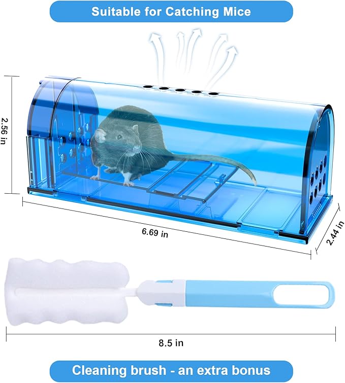 6 Pack Humane Mouse Traps No Kill, Catch and Release Live Mouse Trap Indoor for Home, Reusable Mice