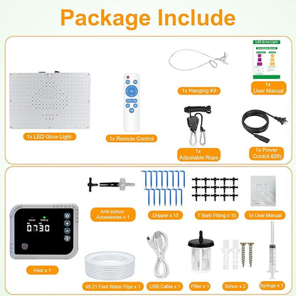 LED Grow Light with Automatic Watering System for Indoor Plants, Full Spectrum Plant Light with