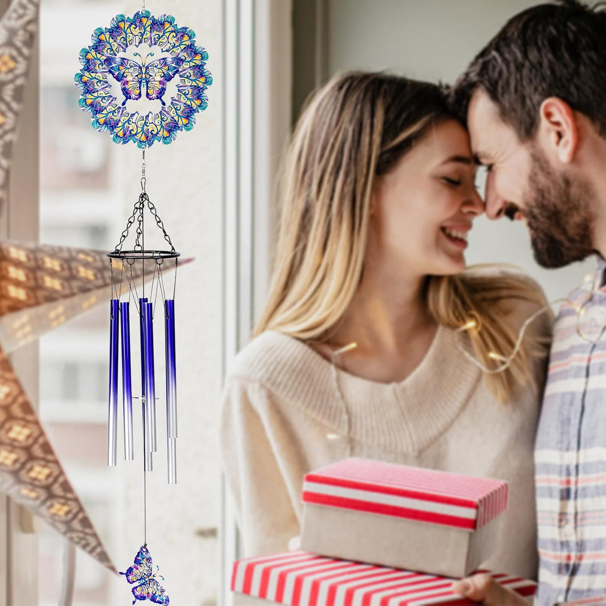 TUOKING Wind Chimes for Outside Butterfly Wind Spinner Windchimes Hanging Decoration for Outdoor