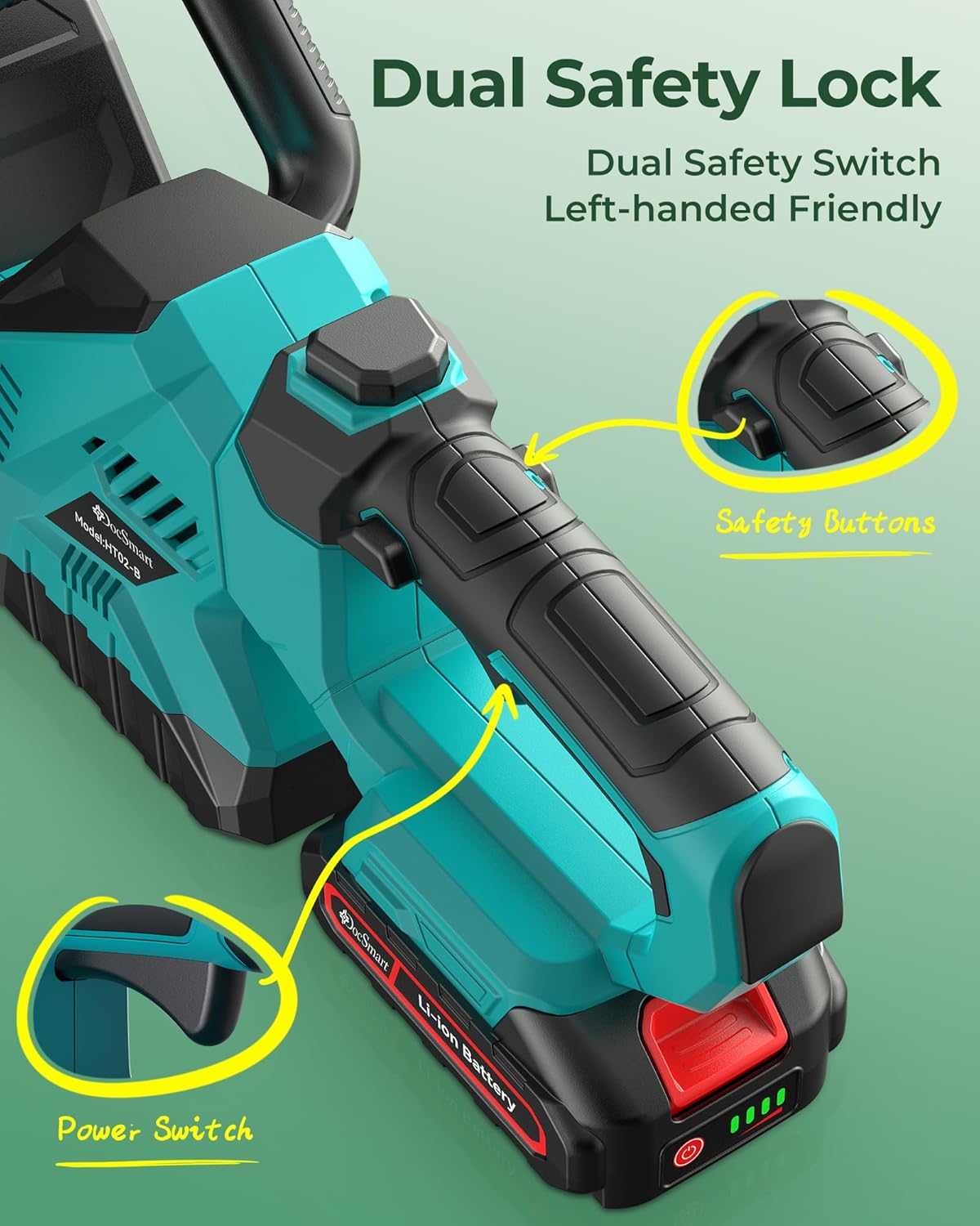 20'' Hedge Trimmer Cordless with Battery, Electric Handheld Bush Clipper with 2 Pack Rechargeable