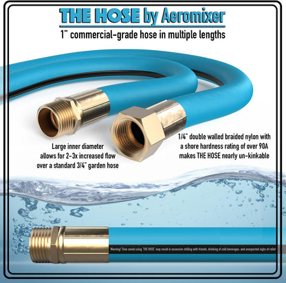 Aeromixer THE HOSE - 1 Inch Garden Hose 25 Ft, Kinkless Commercial Garden Hoses, Heavy Duty
