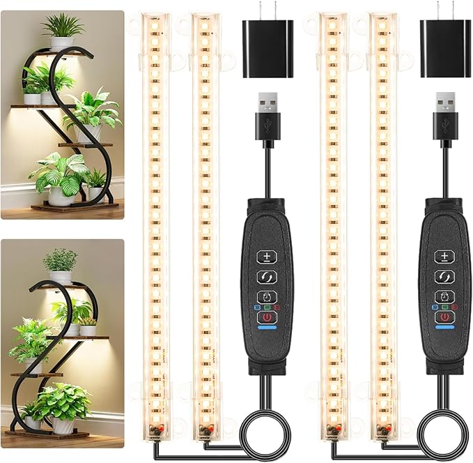 8.6'' Mini Two Strip Growing Lamp for Indoor Plants, 3000K Full Spectrum LED Grow Light Strips with
