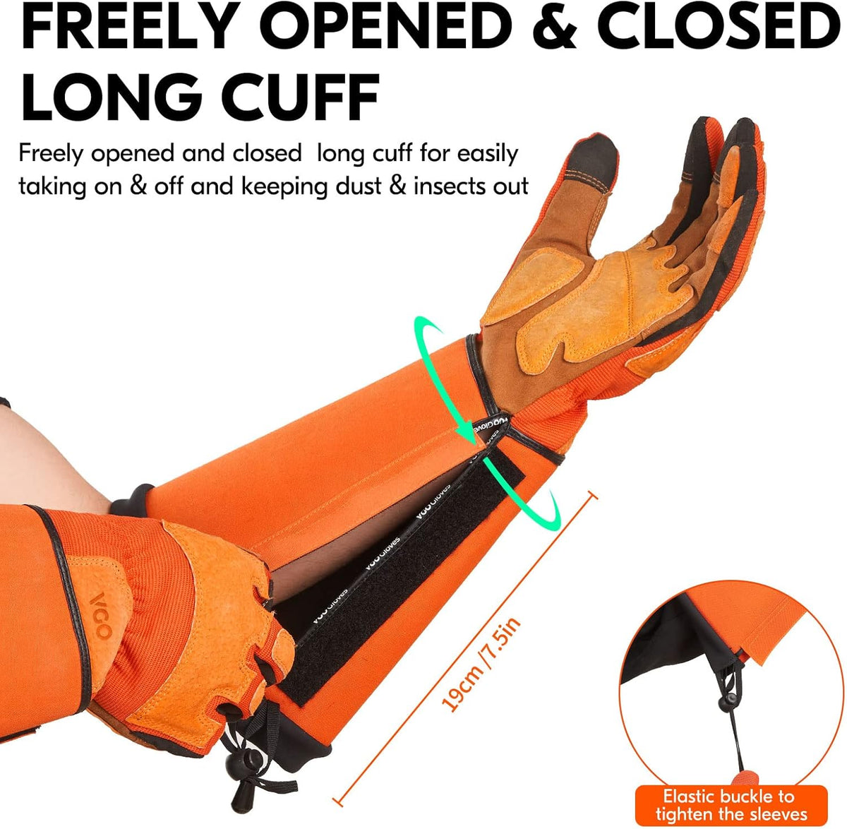 Vgo... Gardening Gloves Unisex,Safety Work Gloves,Long Sleeves Gauntlet,Puncture