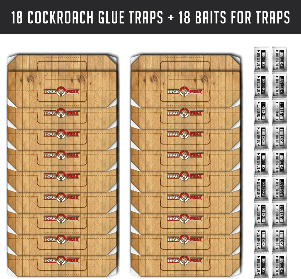 Roach Traps Indoor Sticky (18 Pack) - Glue Traps for Roaches Bug Traps with Roach Bait Traps - Long
