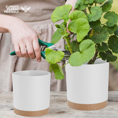 Plant Pots with Drainage Holes and Saucers – 7, 6.5, 6, 5, 4 Inch Plastic Planters for Indoor