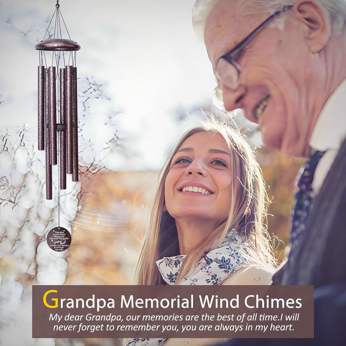 Memorial Gifts for Loss of Grandfather, 25''Memorial Wind Chimes for Loss of Grandpa,Sympathy Gifts