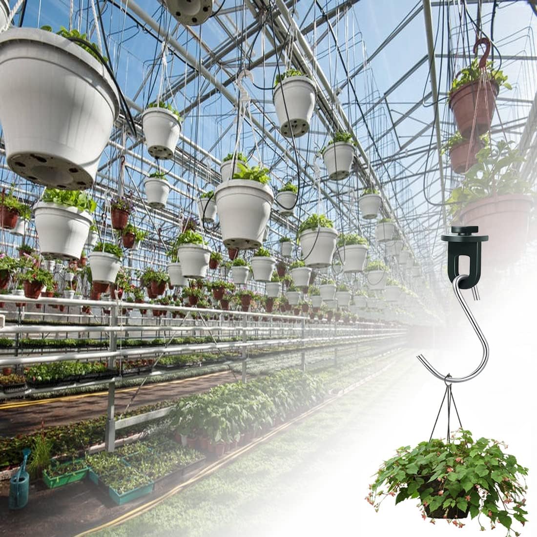 ELANE 30 Pcs Greenhouse Hooks and Twist Clips, Plastic Fixing Clips for Outdoor Garden Hanging