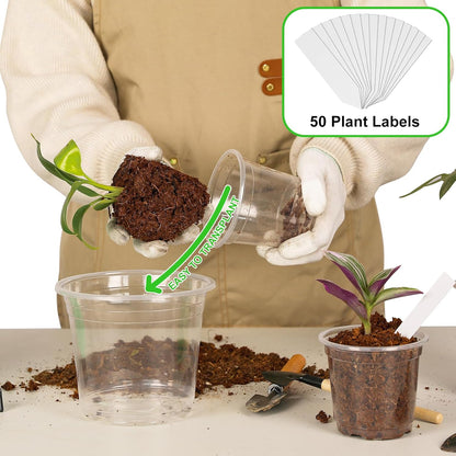 60 Pack 3.5/4/5/6/7 Inch Clear Nursery Pots with Drainage Hole,Variety Sizes Seed Starting Pots