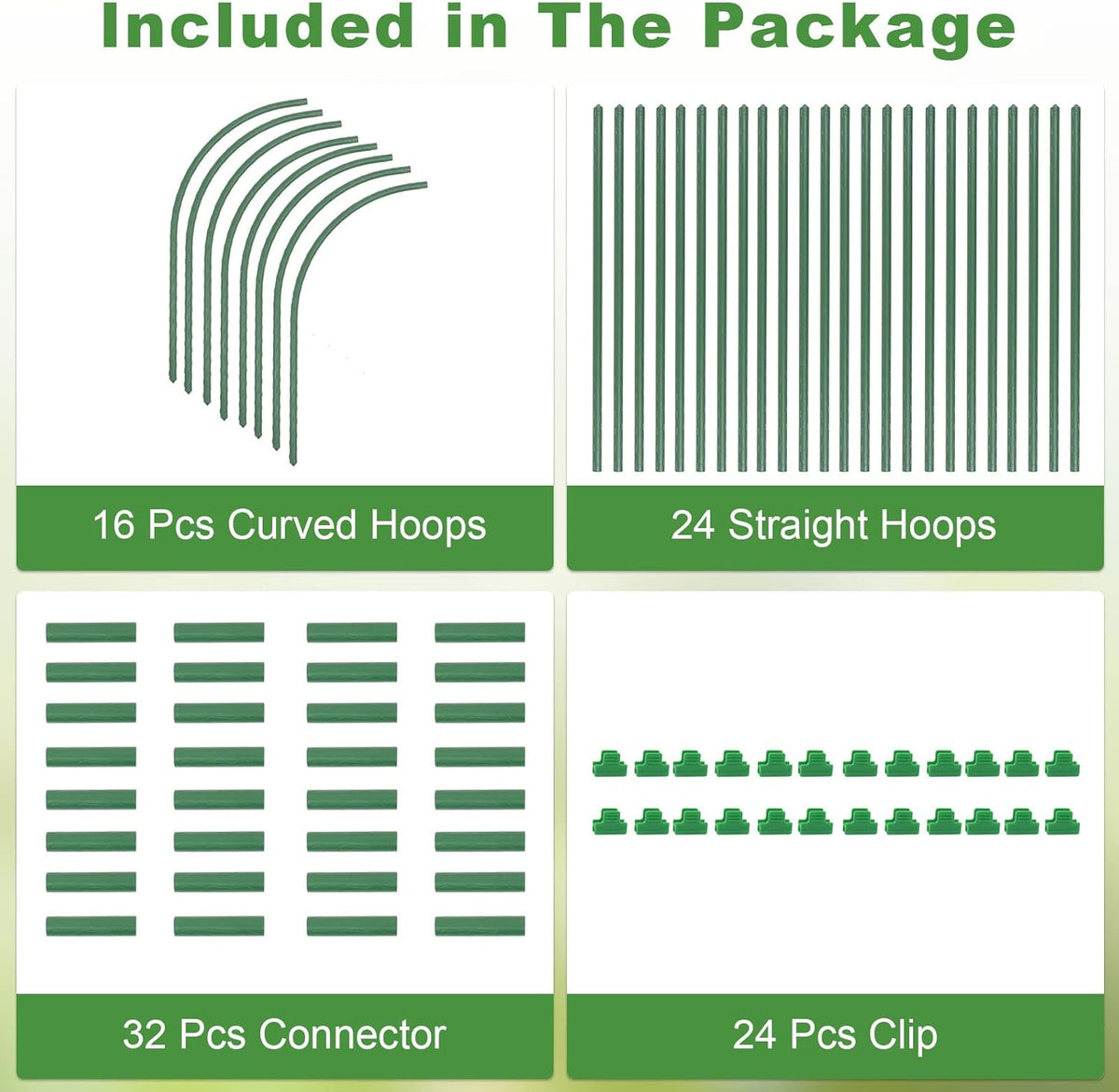 8 Sets 41.3"x31.5" Garden Hoops for Raised Beds, Greenhouse Hoops Grow Tunnel Durable Removable Row