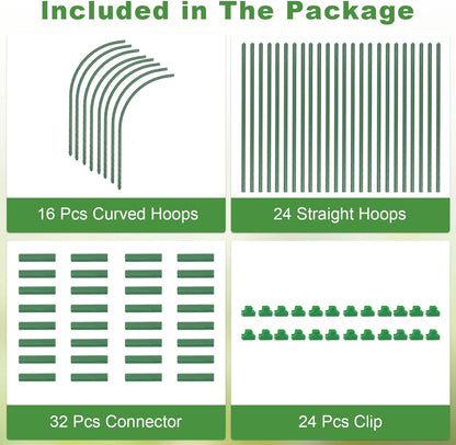 8 Sets 41.3"x31.5" Garden Hoops for Raised Beds, Greenhouse Hoops Grow Tunnel Durable Removable Row