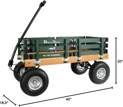 Berlin Flyer Sport Kid's Wagon - Model F410 - Amish Made in Ohio, USA - 10" No-Flat Tires (Hunter