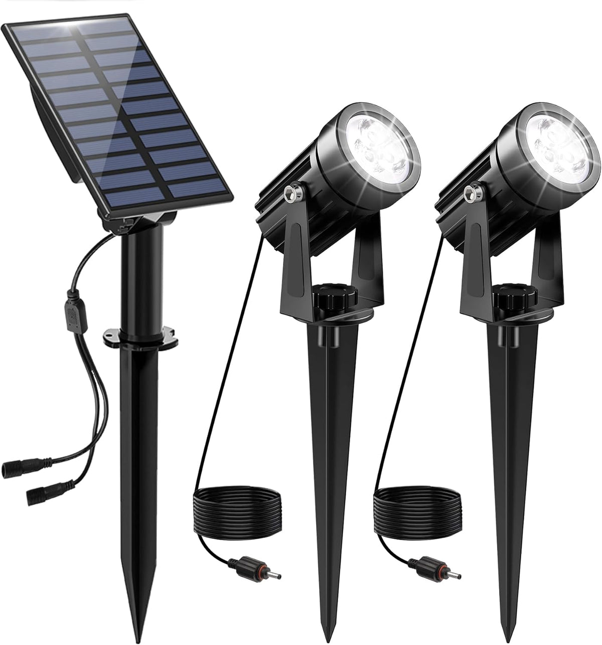 Solar Spot Lights Outdoor, 2-in-1 Solar Landscape Spotlights IP65 Waterproof 9.8ft Cable,Auto