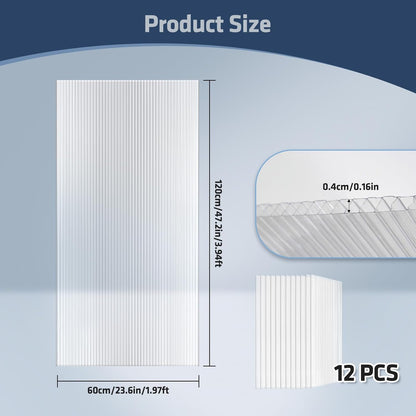UMIG 12 PCS 4' x 2' x 0.16'' Polycarbonate Greenhouse Panels, Twin-Wall Waterproof UV Protected