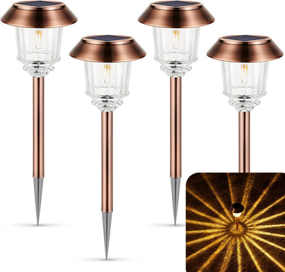 XMCOSY+ Solar Lights Outdoor Waterproof, 4 Pack Solar Lights for Outside, 10-40 LM Dimmable LED
