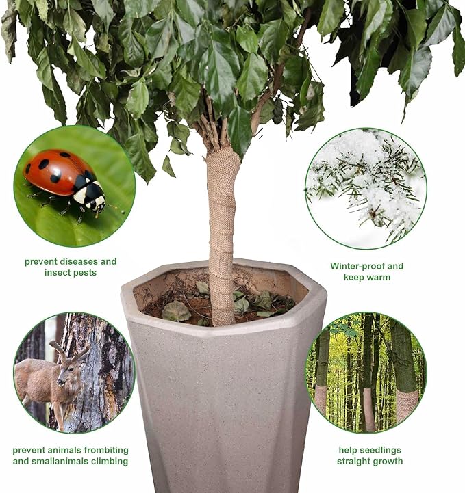 Agfabric Natural Burlap Fabric Roll,48 inch X 50 Feet Tree Wraps for Winter,Burlap Plant Covers for