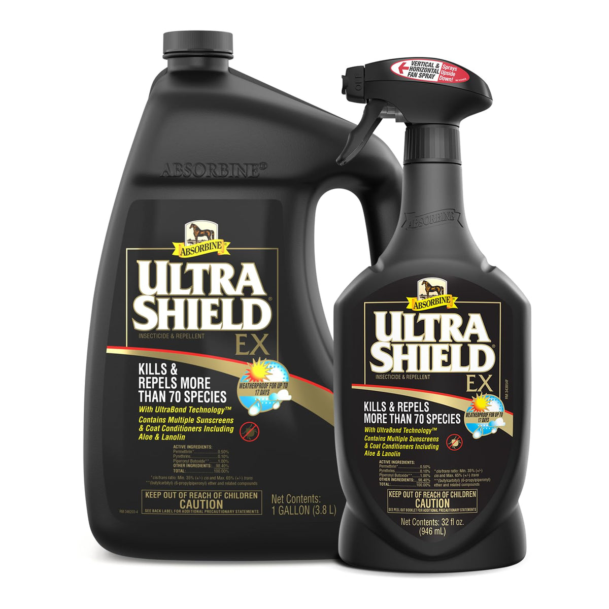 Absorbine UltraShield EX Combo 32oz Sprayer + 128oz Refill Insecticide, Kills & Repels Flies