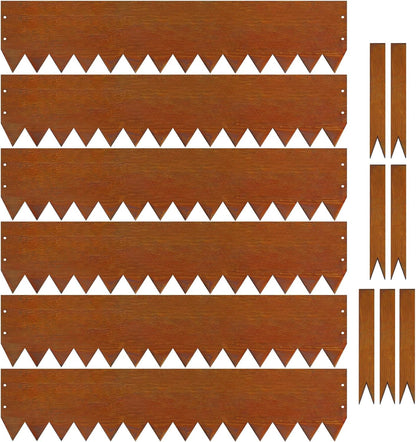 10 Inch Corten Steel Landscape Edging, 6 Pack Metal Landscape Edging, Landscape Edging with 7 Clips