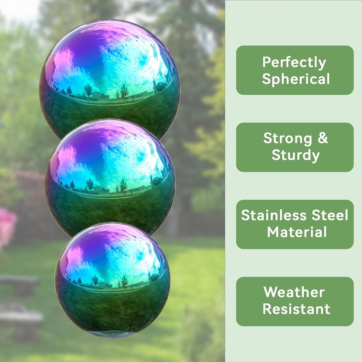 Lily's Home Gazing Globe Mirror Ball in Rainbow Stainless Steel - 12 Inch