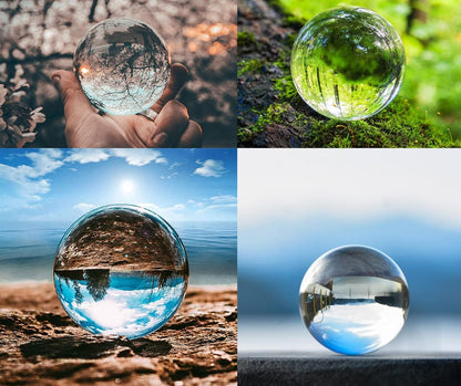 Crystal Ball Glass Globe Decor - Crystal Sphere with Stand & Gift Box, Clear Decorative Crystal