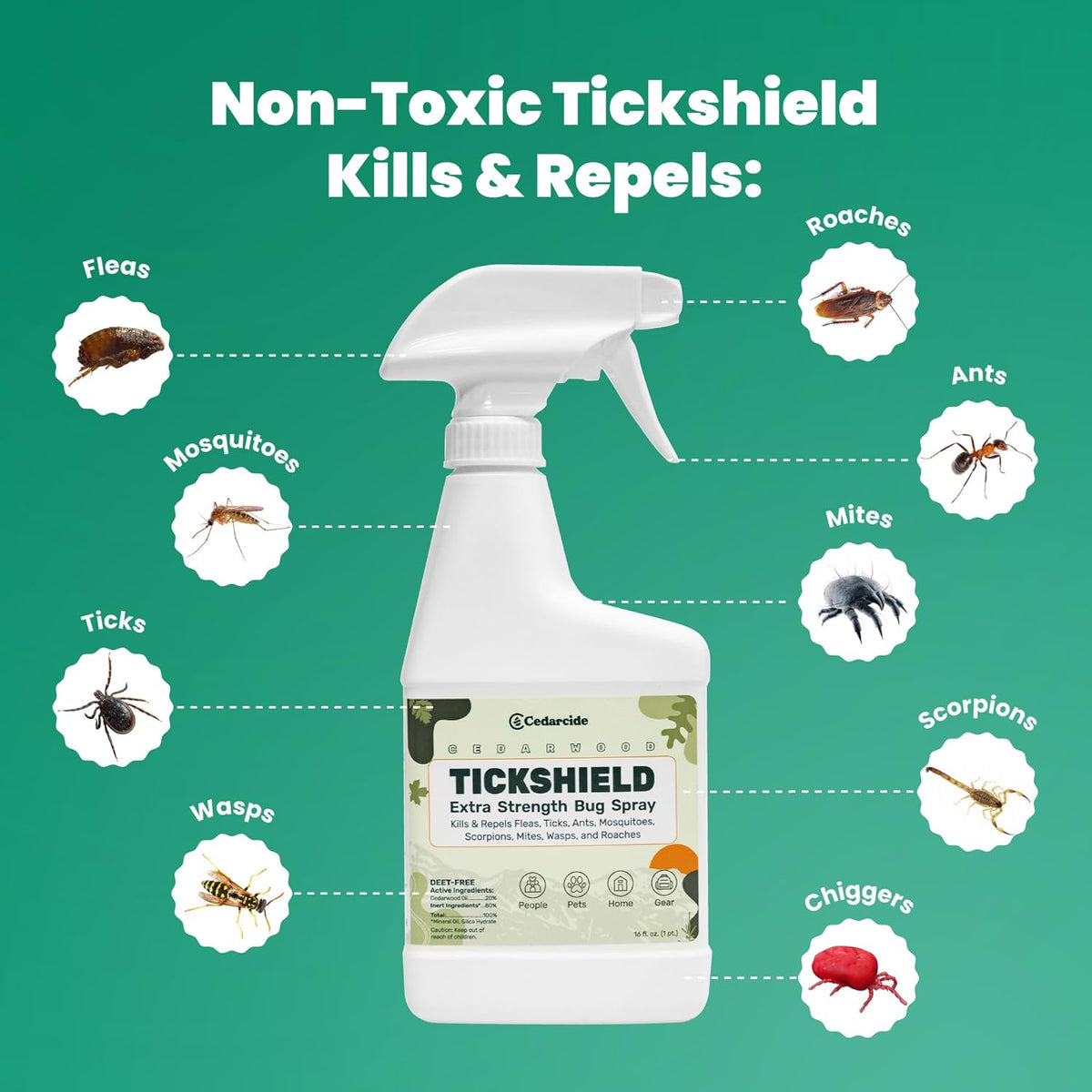Tickshield Extra-Strength Bug Spray | Our Original Formula with an Extra Kick | for People, Gear, &