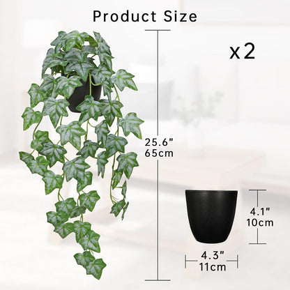 Set of 2 Fake Ivy Plant for Home Decor Indoor Silk Artificial Hanging Plant 25" Fake Ivy Vine Faux