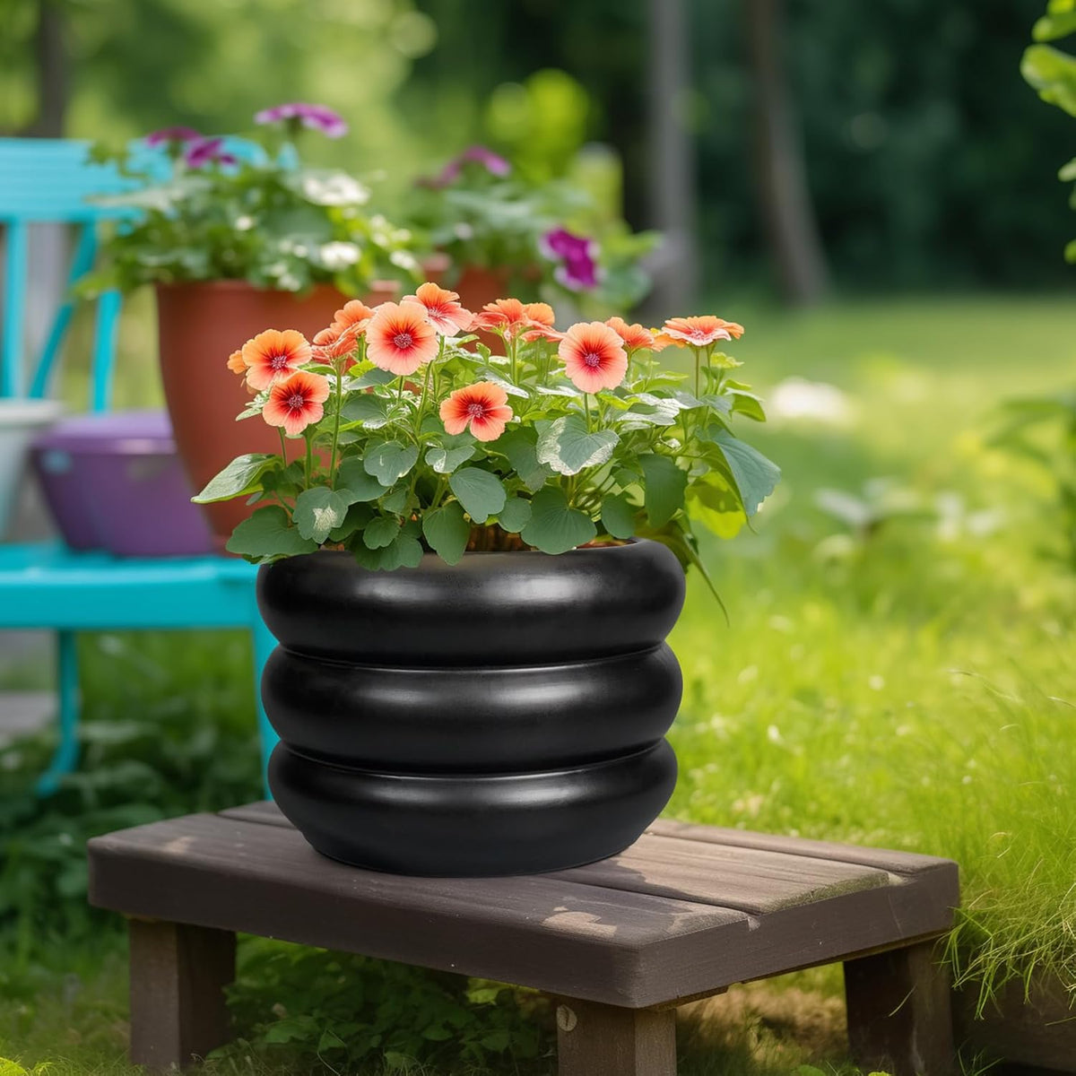 SQOWL 10 Inch Pot for Plants - Ceramic Planter for Indoor Plants Large Plant Pot with Drainage Hole