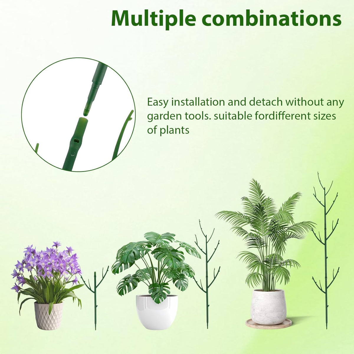 15 Pack Stackable Plant Support Stakes, Garden Trellis for Climbing Plants Indoor and Outdoor Use