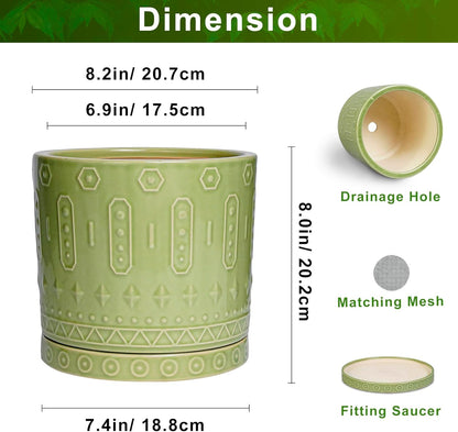 8 Inch Plant Pots - Ceramic Planter for Indoor Plants Outdoor, Round Ceramic Flower Pots with