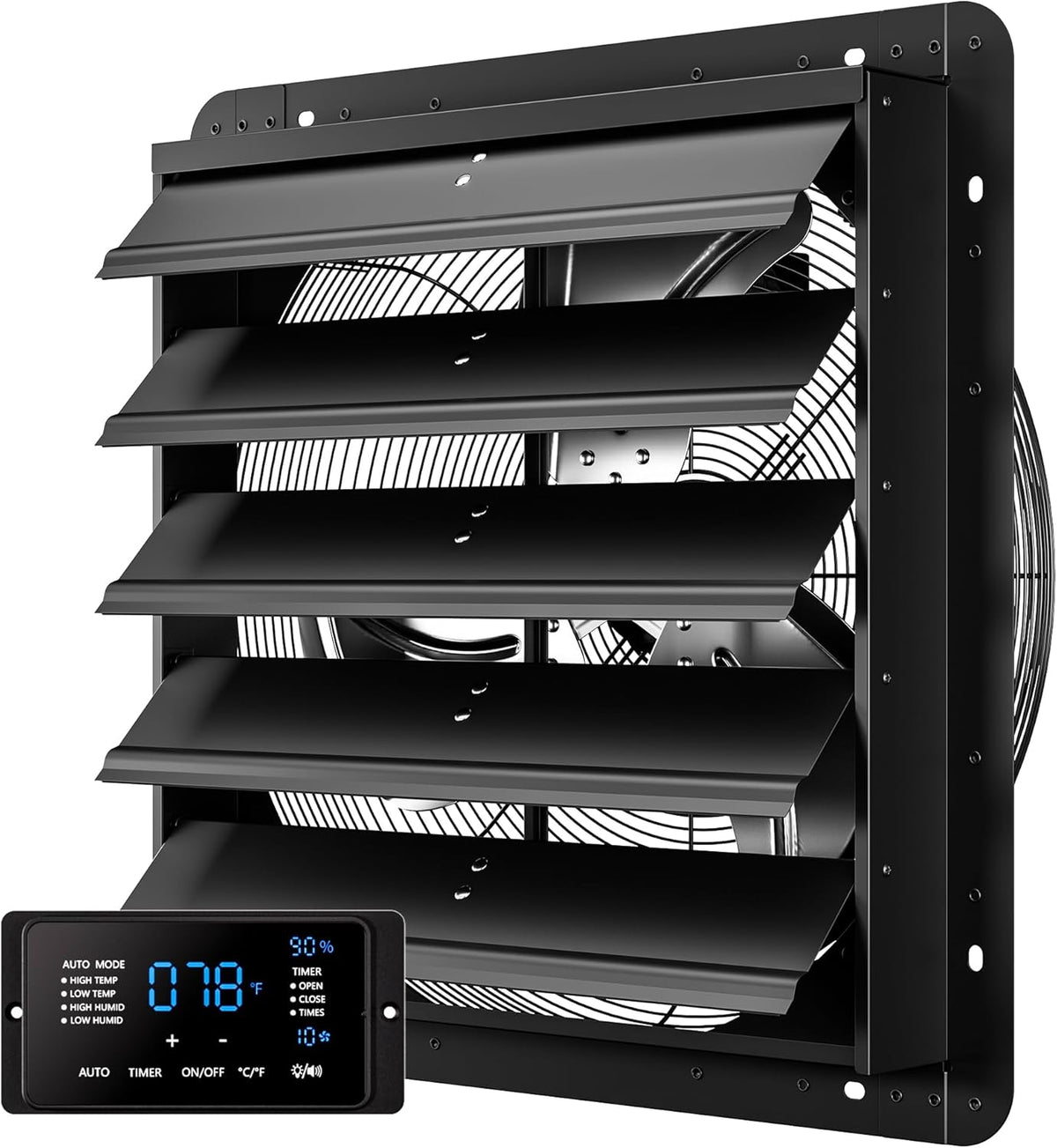 20 Inch EC Motor Shutter Exhaust Fan, 6 Inch Large Touchscreen Controller for Temp Humidity and