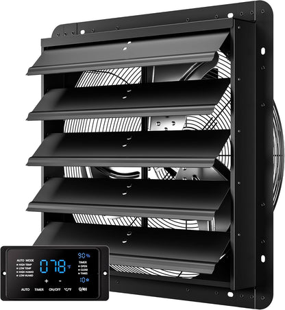 20 Inch EC Motor Shutter Exhaust Fan, 6 Inch Large Touchscreen Controller for Temp Humidity and