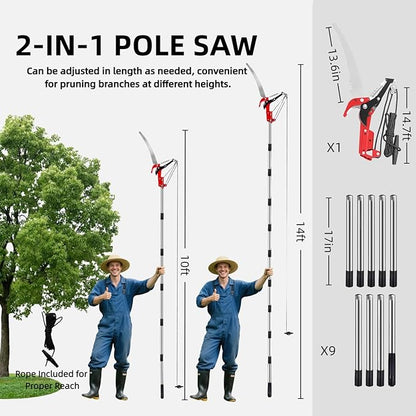 15.7’’ Pole Saws for Tree Trimming - Dual-Pulley Tree Pruner, Tree Trimmers Long Handle Pruner
