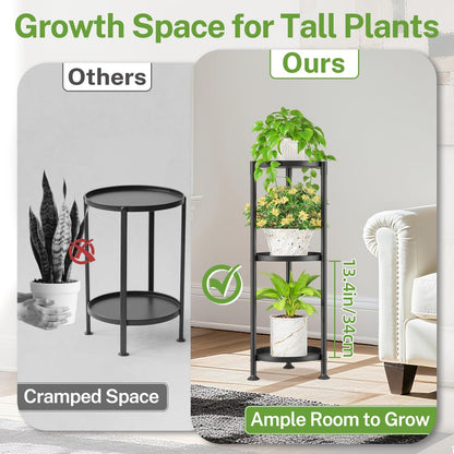 iDavosic.ly 3 Tier Plant Stand Indoor with 10 Inch Wide Tray, Vertical Corner Metal Outdoor Flower