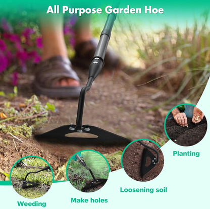 Hoe Garden Tool with 70Inch Long Handle, Heavy Duty Garden Hoes for Weeding Loosening Soil Digging