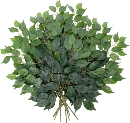 12PCS Ficus Leaves Artificial Branches 24" Faux Ficus Greenery Tree Branches Fake Ficus Leaves