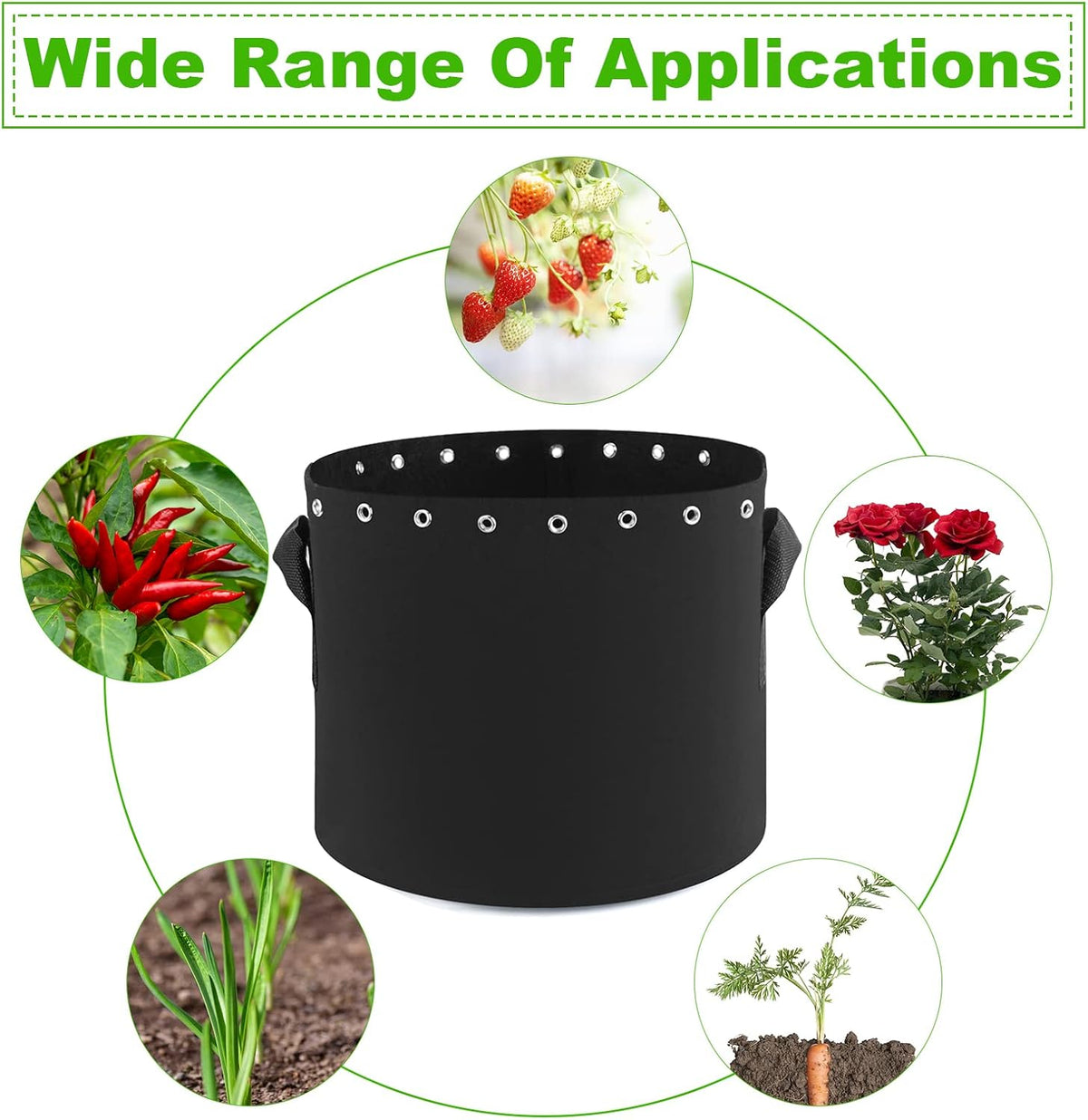 10 Gallon Plant Grow Bags 5-Packs with Holes,Thichkened Non-Woven Aeration Fabric Pots with Handles