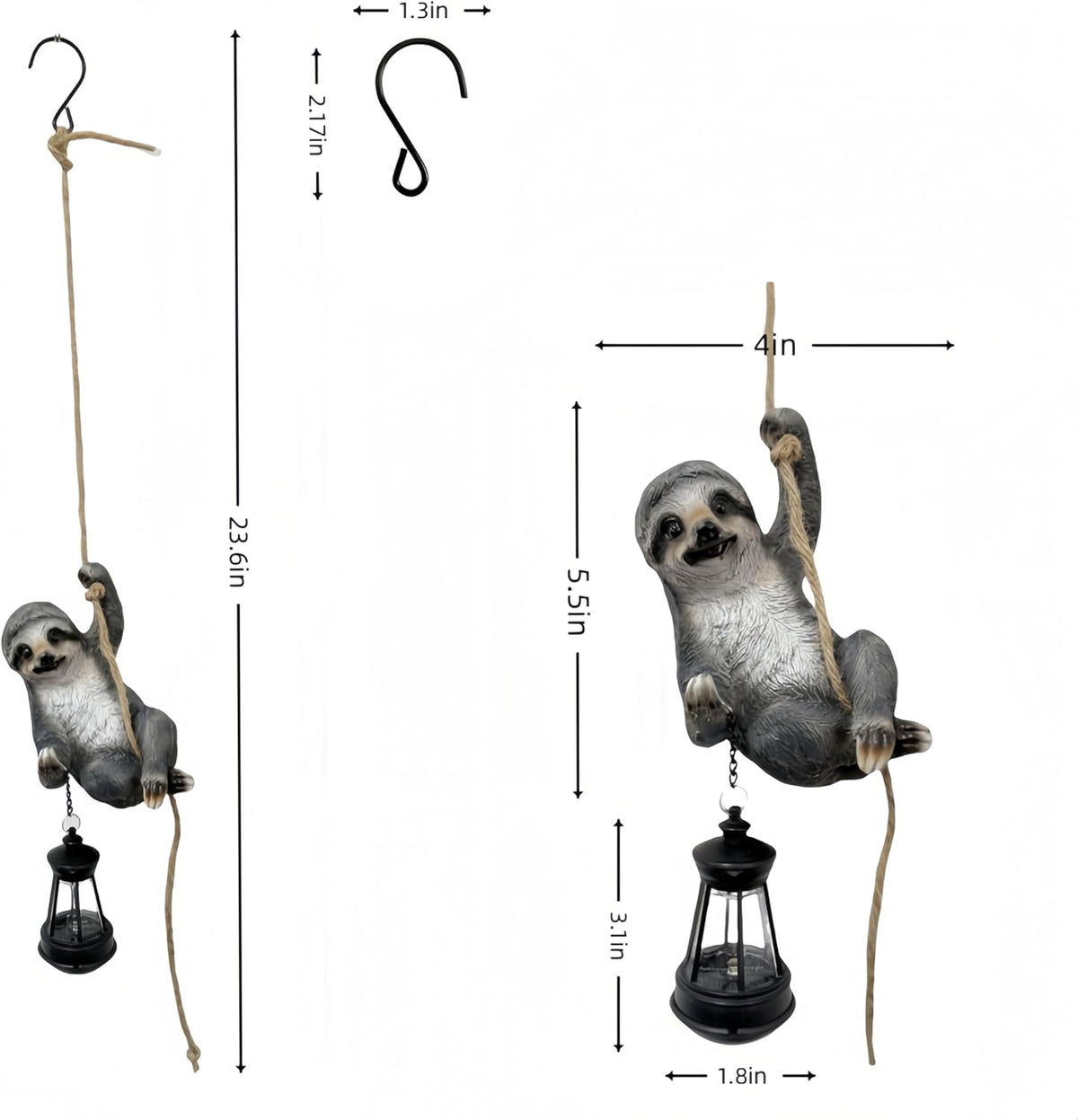 Sloth Garden Decor Cute Wild Animal Outdoor Sculpture Resin Climbing Twine with LED Light