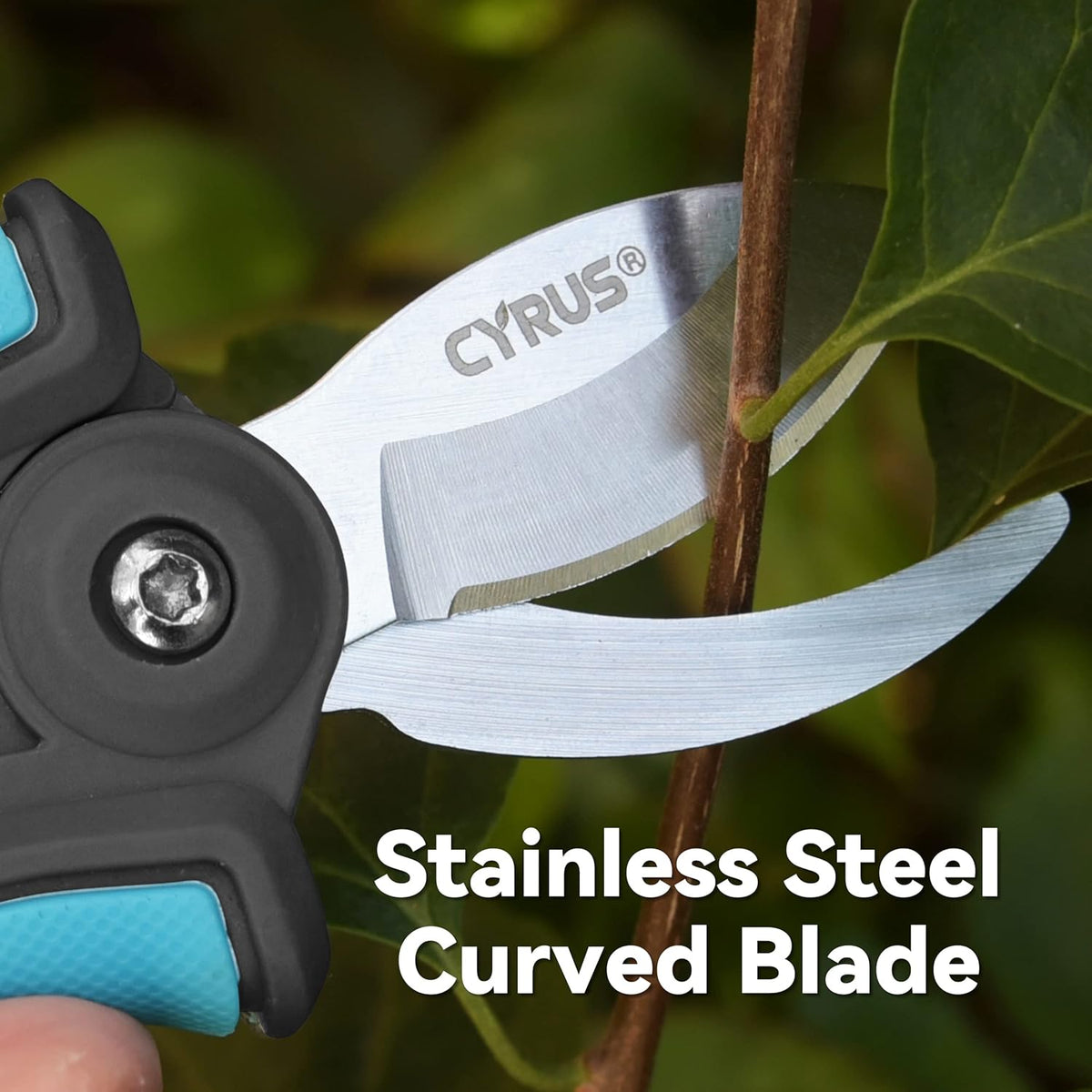 CYRUS 6” Gardening Scissors Hand Pruner Pruning Shear with Curved Stainless Steel Blades Plant